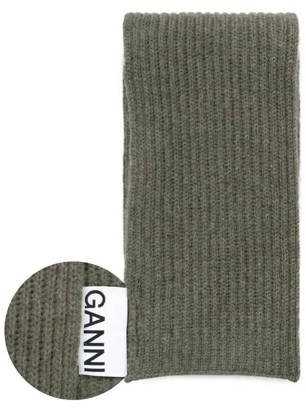 Wool Muffler Dusty Olive - GANNI - BALAAN 4