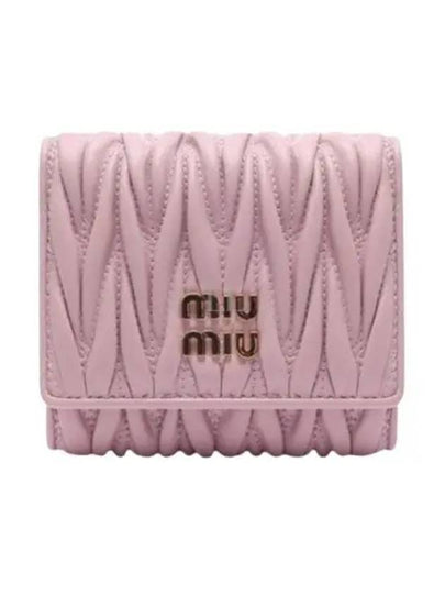 Matelasse Logo Nappa Leather Half Wallet Alabaster Pink - MIU MIU - BALAAN 2