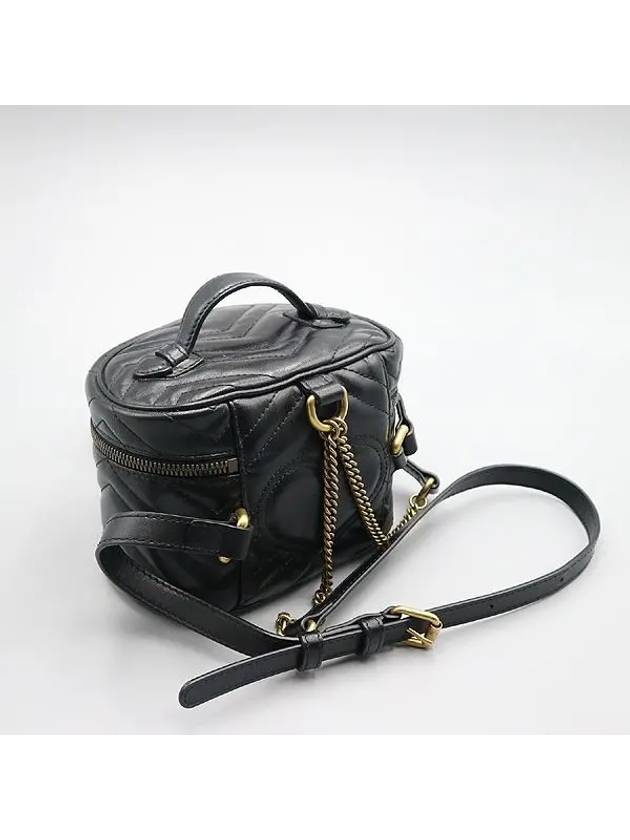 598594 Black leather GG Marmont mini backpack - GUCCI - BALAAN 4