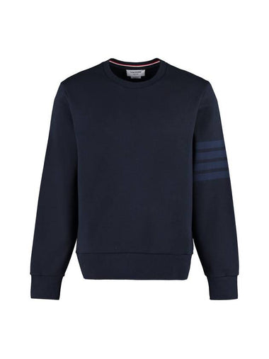 4 Bar Tonal Crew Neck Sweatshirt Navy - THOM BROWNE - BALAAN 1