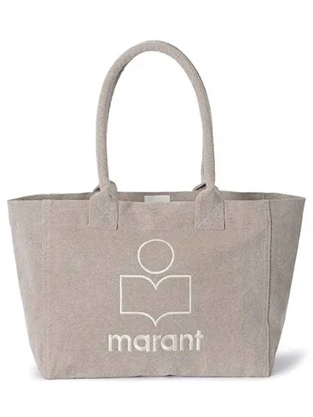 Yenky Zipper Logo Washed Cotton Tote Bag Light Grey - ISABEL MARANT - BALAAN 5