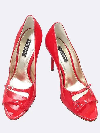 7592 Red color enamel open toe pumps women s shoes 235MM - DOLCE&GABBANA - BALAAN 2