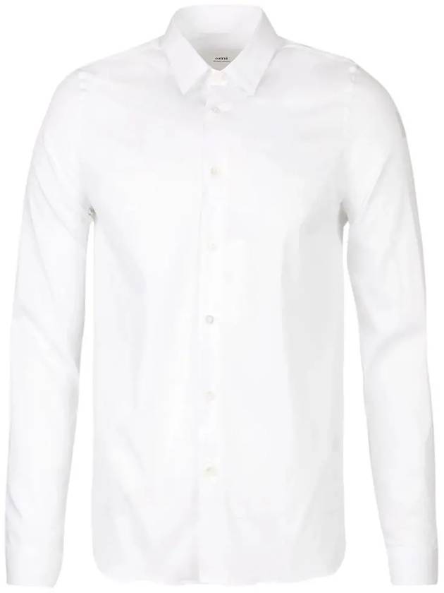 Men's Heart Embroidered Logo Long Sleeve Shirt White - AMI - BALAAN 2