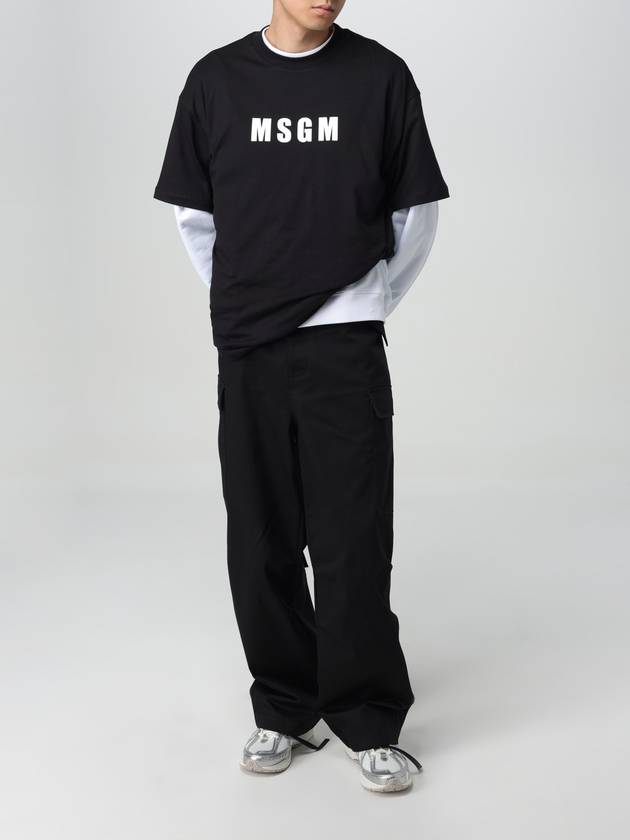 Gabardine Cargo Cotton Straight Pants Black - MSGM - BALAAN 3