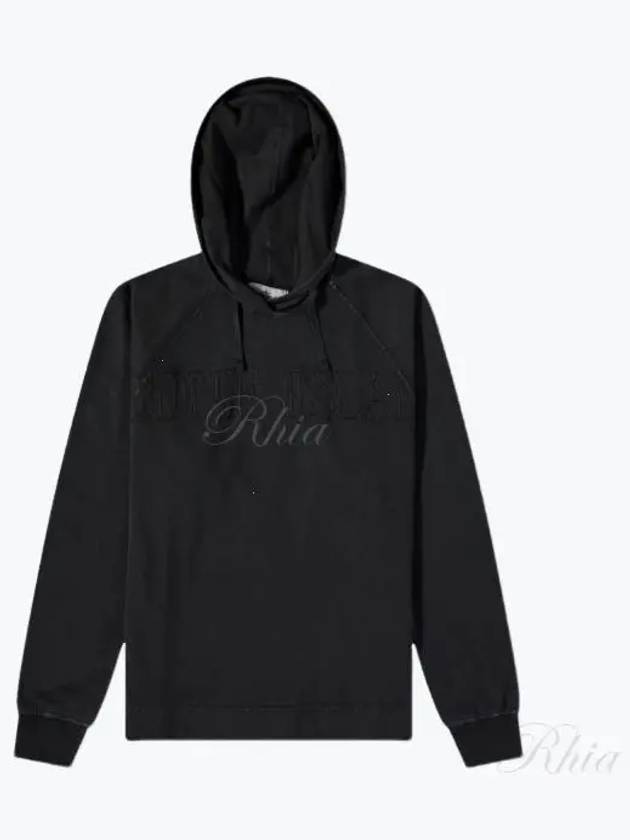 Men's Garment Dyed OLD Treatment Cotton Hoodie Black - STONE ISLAND - BALAAN 2