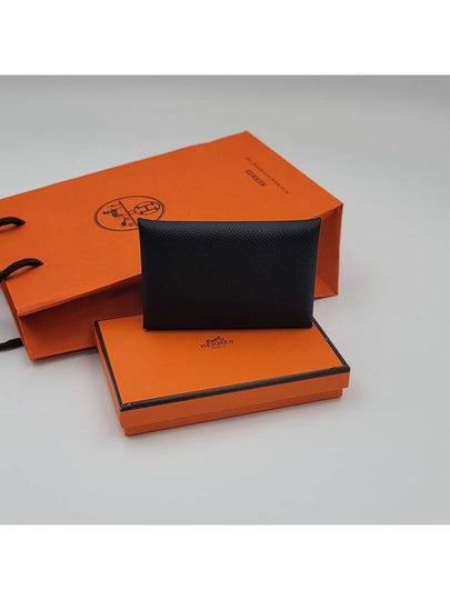 Calvi Absong Palladium Hardware Card Wallet Black - HERMES - BALAAN 2