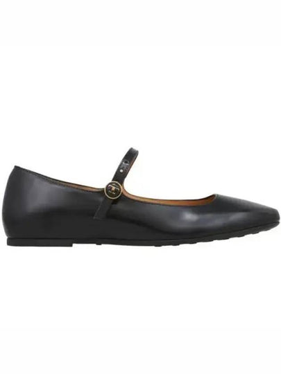 T Logo Mary Jane Flat Black - TOD'S - BALAAN 2