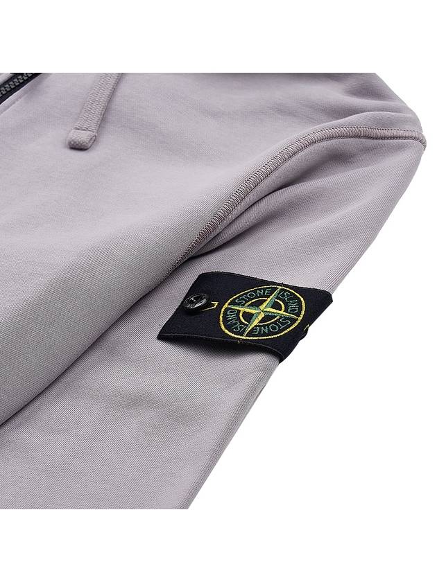 Garment Dyed Cotton Fleece Full Zip Hooded Jacket Light Grey - STONE ISLAND - BALAAN 8