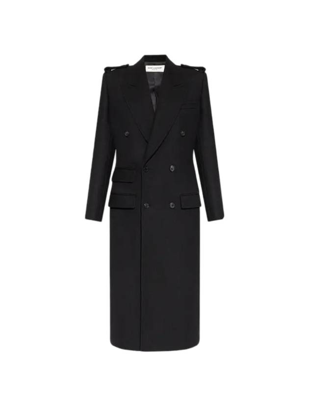 Long Double Coat Black - SAINT LAURENT - BALAAN 1