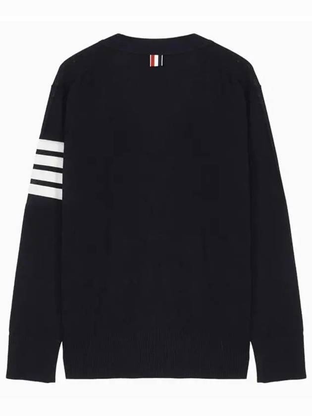 Men's Sustainable Classic Diagonal Wool Cardigan Navy - THOM BROWNE - BALAAN 3