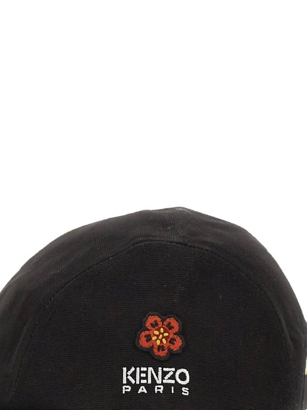 Boke Flower Embroidered Logo Baseball Hat Black - KENZO - BALAAN 4