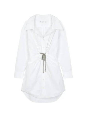 Crystal tie shirt dress white 271601 - ALEXANDER WANG - BALAAN 1