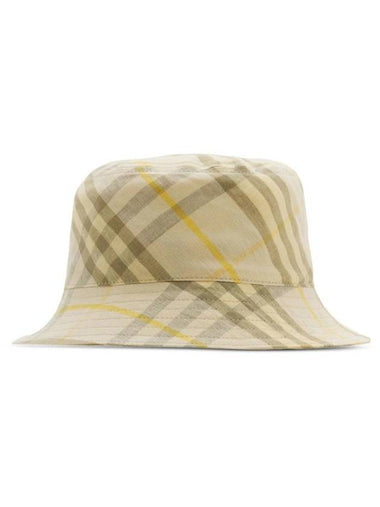 Check Linen Bucket Hat Wheat - BURBERRY - BALAAN 1