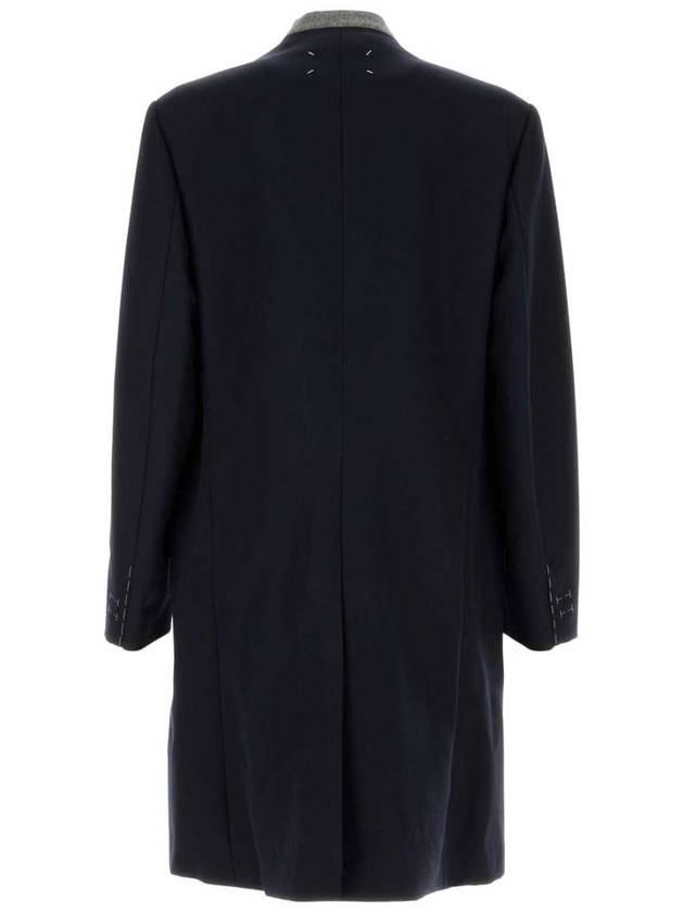 Stitched Collarless Wool Single Coat Navy - MAISON MARGIELA - BALAAN 3