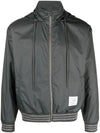 Logo Patch Ripstop Track Jacket Silver - THOM BROWNE - BALAAN 1