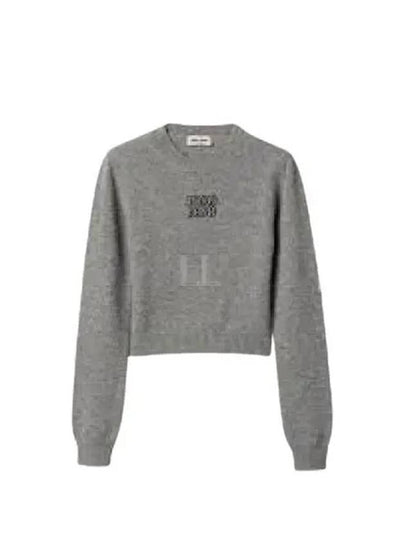 Embroidered Logo Cashmere Knit Top Grey - MIU MIU - BALAAN 2