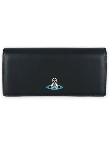 ORB Plaque Foldover Long Wallet Black - VIVIENNE WESTWOOD - BALAAN 1