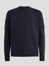 Lens Wappen Classic Crew Neck Wool Knit Top Black - CP COMPANY - BALAAN 7