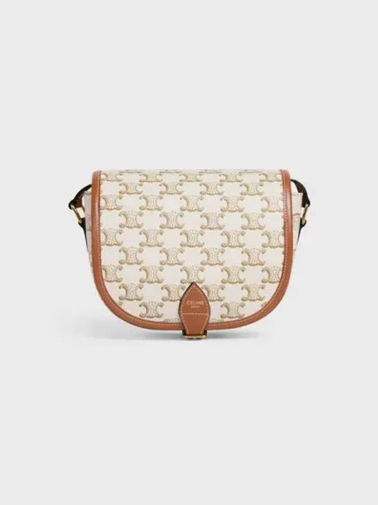 Triomphe Medium Polko Cross Bag White - CELINE - BALAAN.