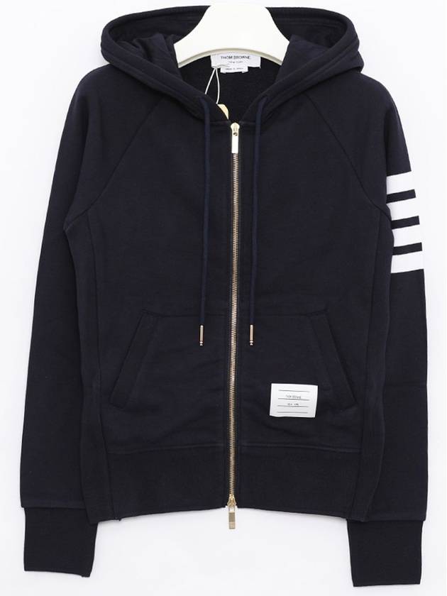 Engineered 4-Bar Stripe Loopback Jersey Knit Zip Up Hoodie Navy - THOM BROWNE - BALAAN 4