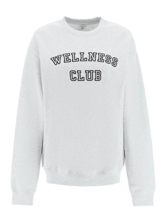 Wellness Club Flock Crew Neck Cotton Sweatshirt Light Grey - SPORTY & RICH - BALAAN 1
