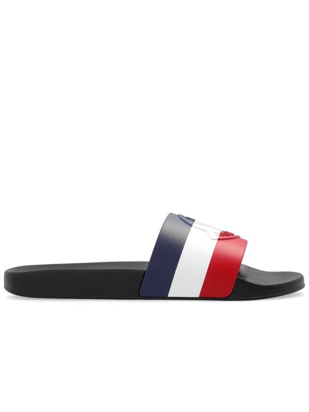 Basil Logo Striped Slippers Black - MONCLER - BALAAN 2