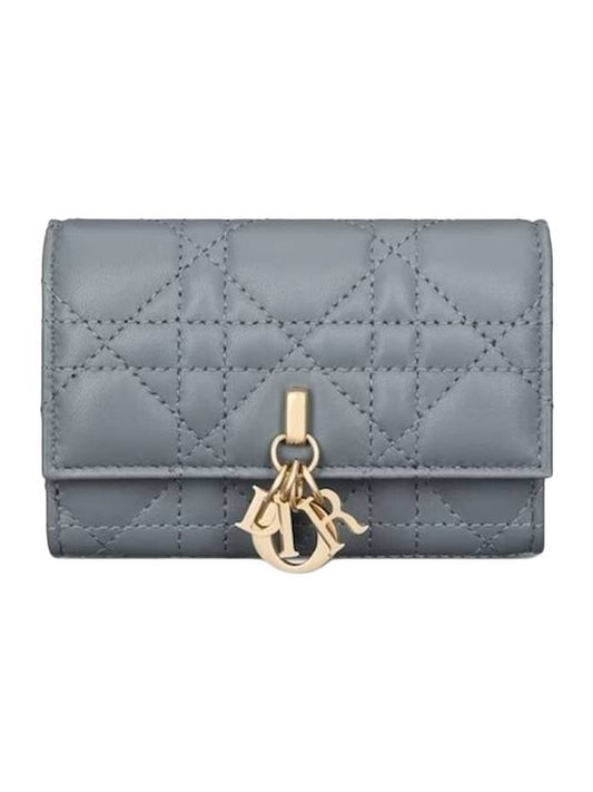 XS Lady Cannage Lambskin Half Wallet Cloud Blue - DIOR - BALAAN 1