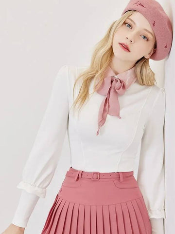 Golf Wear Scarf Frill Balloon T-Shirt Pink - J JANE - BALAAN 1