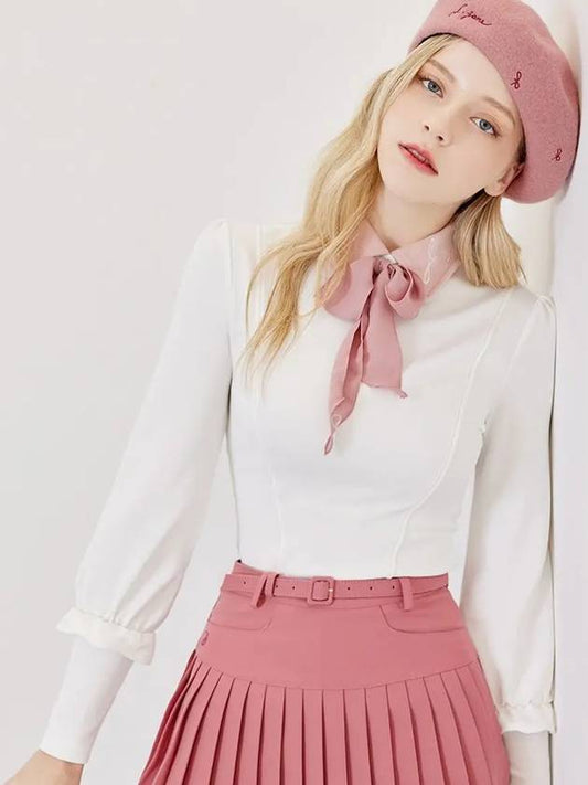 Golf Wear Scarf Frill Balloon T-Shirt Pink - J JANE - BALAAN 1