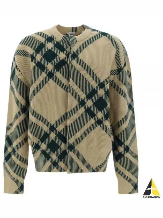 Check Pattern Intarsia Knit Cardigan Green - BURBERRY - BALAAN 2