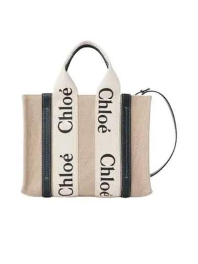 Woody Small Canvas Tote Bag Navy Beige - CHLOE - BALAAN 2