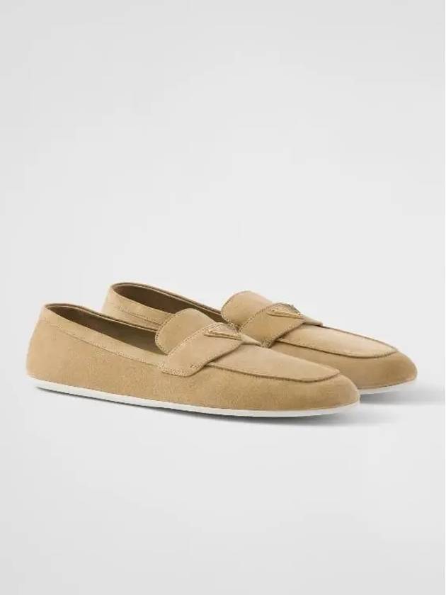 Suede Loafers Ecru - PRADA - BALAAN 1