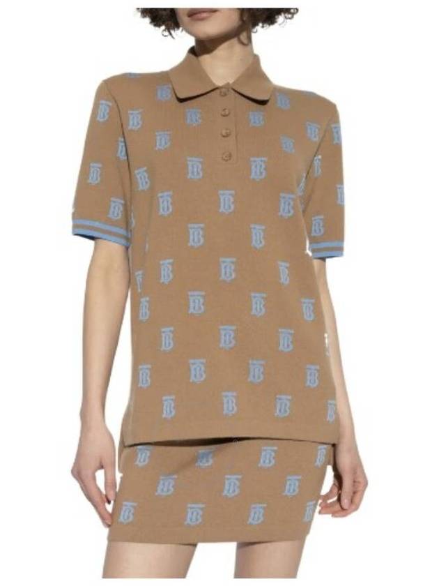 Monogram Short Sleeve Polo Shirt Camel - BURBERRY - BALAAN 4