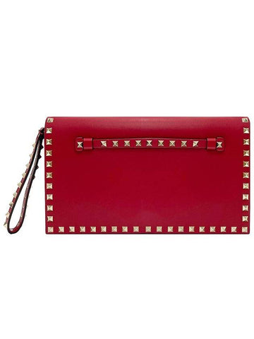 Rockstud Clutch Bag Red - VALENTINO - BALAAN 1