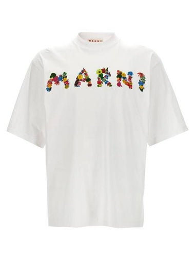 Collage Bouquet Short Sleeve T-Shirt White - MARNI - BALAAN 1