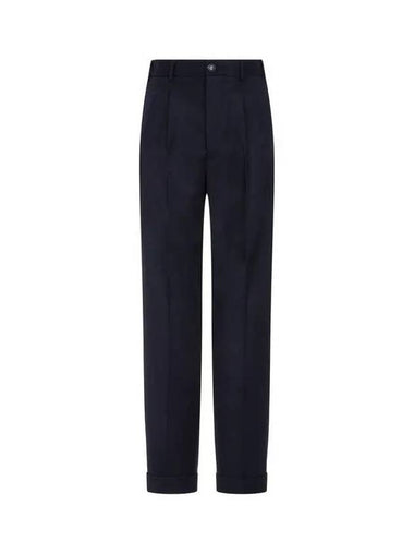 Men s Roll up Hem Criss Wool Pants Navy 270791 - GIORGIO ARMANI - BALAAN 1