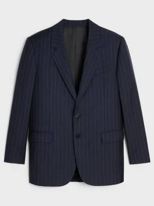 Jude Lightweight Striped Wool Twill Jacket Marine Craie - CELINE - BALAAN 2