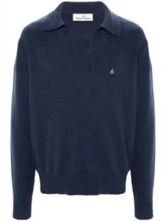 Football Polo Wool Knit Top Navy - VIVIENNE WESTWOOD - BALAAN 2