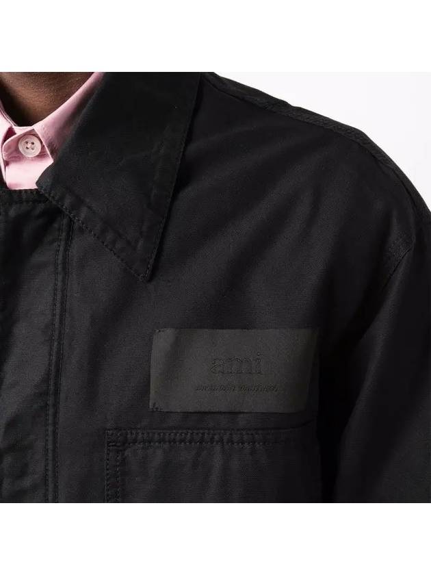 Logo Patch Pocket Detail Shirt Jacket Black - AMI - BALAAN 6