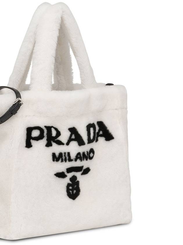 Shearling top handle tote bag white 1BG374 - PRADA - BALAAN 4