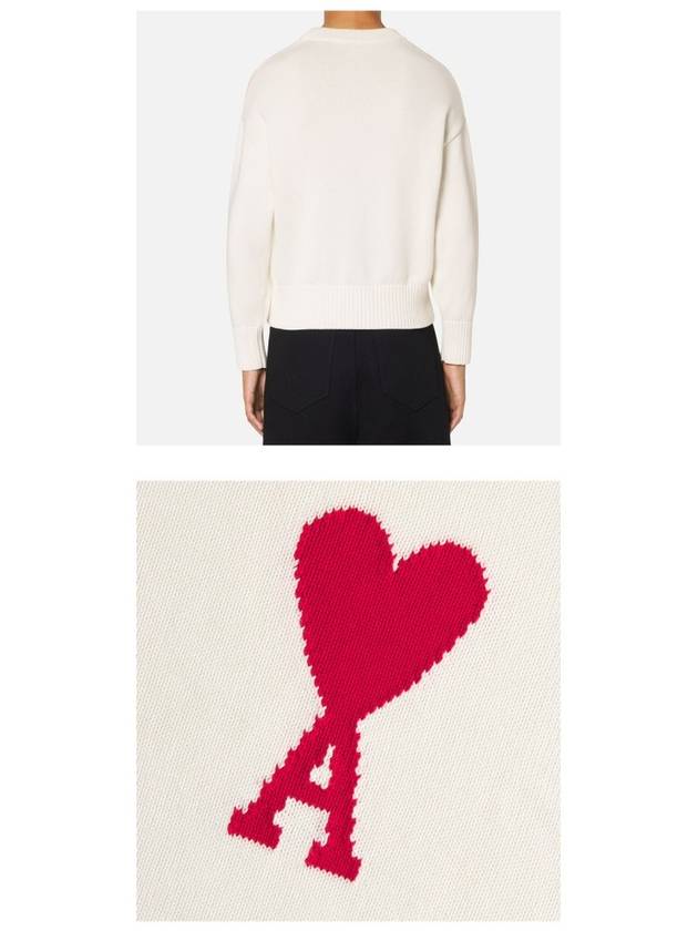 Big Heart Logo Knit Top White - AMI - BALAAN 7