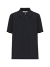 Straight Hem Zipper Short Sleeve Polo Shirt Black - JIL SANDER - BALAAN 1