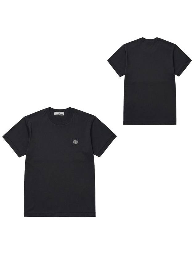 Logo Patch Short Sleeves T-Shirt Black - STONE ISLAND - BALAAN 2