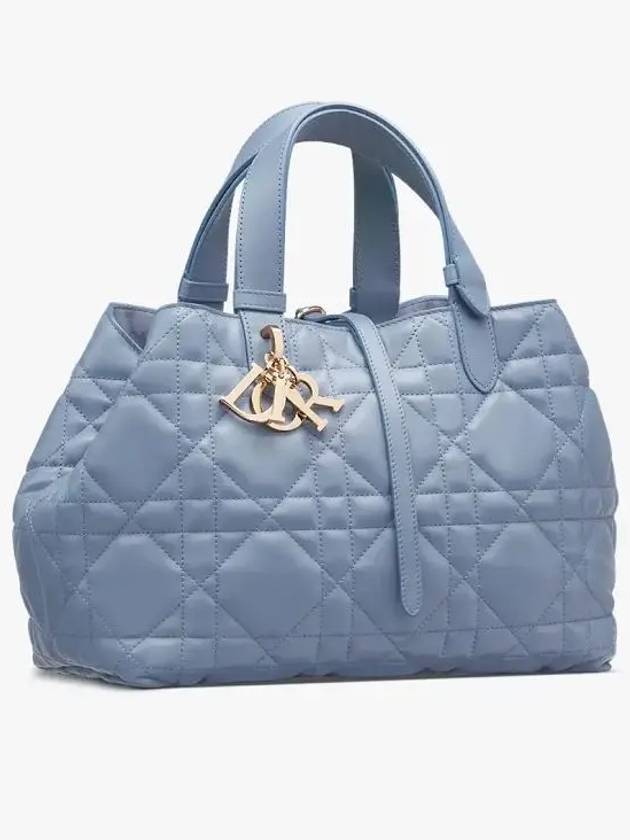 Toujours Macrocannage Calfskin Medium Tote Bag Denim Blue - DIOR - BALAAN 3