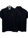 Men's Heart Logo Polo Shirt Black - AMI - BALAAN 2