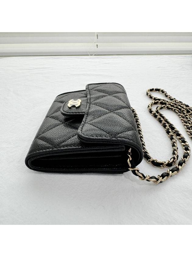 Classic Chain Mini Bag Grained Shiny Calfskin Gold Metal Black - CHANEL - BALAAN 6