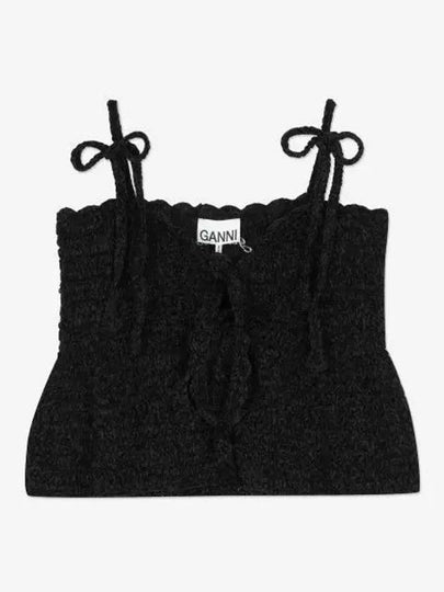 Crochet Velvet Peplum Sleeveless Black - GANNI - BALAAN 2