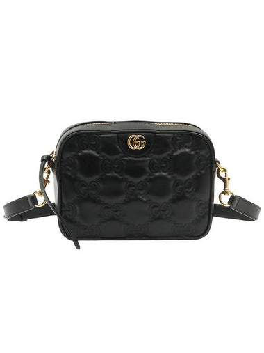 Black matelass leather gold plated GG Marmont camera cross bag 702234 - GUCCI - BALAAN 1