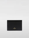 V Logo Signature Leather Card Wallet Black - VALENTINO - BALAAN 3