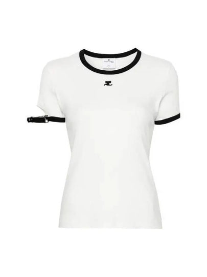 Logo Buckle Short Sleeve T-shirt White - COURREGES - BALAAN 2